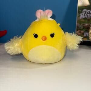 Squishmallow Aimee the Chick 5” Plush Easter Yellow Bunny Ears EUC